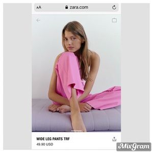 Zara Wide Leg Hight Rise Pants Pink Size S